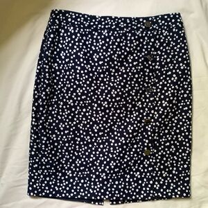 Talbots 6P navy and white pencil skirt